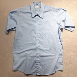 Robert Alan Mens Short Sleeve Button Shirt Sz.16.5/Blue/Vintage/Cotton Blend
